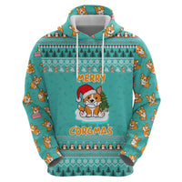 Funny Dog Merry Corgmas Christmas Zip Hoodie Xmas Holiday Patterns - Wonder Print Shop