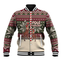 Funny Pole Dancer Reindeer Christmas Baseball Jacket Xmas Holiday Patterns - Wonder Print Shop