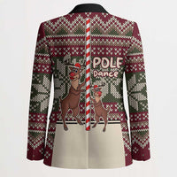 Funny Pole Dancer Reindeer Christmas Blazer Xmas Holiday Patterns - Wonder Print Shop