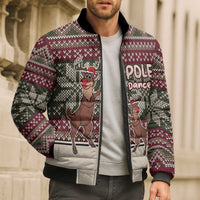 Funny Pole Dancer Reindeer Christmas Bomber Puffer Jacket Xmas Holiday Patterns - Wonder Print Shop
