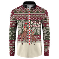Funny Pole Dancer Reindeer Christmas Button Sweatshirt Xmas Holiday Patterns - Wonder Print Shop