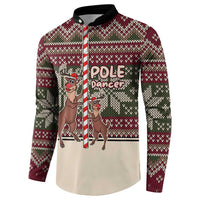 Funny Pole Dancer Reindeer Christmas Button Sweatshirt Xmas Holiday Patterns - Wonder Print Shop
