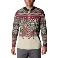 Funny Pole Dancer Reindeer Christmas Button Sweatshirt Xmas Holiday Patterns - Wonder Print Shop