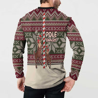 Funny Pole Dancer Reindeer Christmas Button Sweatshirt Xmas Holiday Patterns - Wonder Print Shop