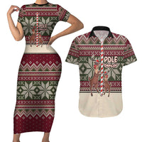 Funny Pole Dancer Reindeer Christmas Couples Matching Short Sleeve Bodycon Dress and Hawaiian Shirt Xmas Holiday Patterns - Wonder Print Shop