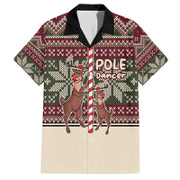 Funny Pole Dancer Reindeer Christmas Family Matching Short Sleeve Bodycon Dress and Hawaiian Shirt Xmas Holiday Patterns - Wonder Print Shop