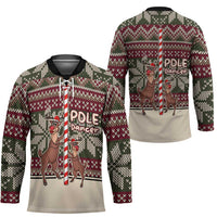 Funny Pole Dancer Reindeer Christmas Hockey Jersey Xmas Holiday Patterns - Wonder Print Shop