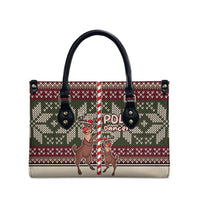 Funny Pole Dancer Reindeer Christmas Leather Bag Xmas Holiday Patterns - Wonder Print Shop