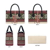 Funny Pole Dancer Reindeer Christmas Leather Bag Xmas Holiday Patterns - Wonder Print Shop