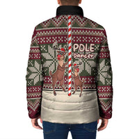 Funny Pole Dancer Reindeer Christmas Padded Jacket Xmas Holiday Patterns - Wonder Print Shop