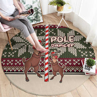 Funny Pole Dancer Reindeer Christmas Round Carpet Xmas Holiday Patterns - Wonder Print Shop