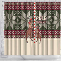 Funny Pole Dancer Reindeer Christmas Shower Curtain Xmas Holiday Patterns - Wonder Print Shop