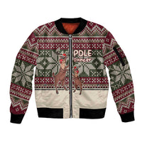 Funny Pole Dancer Reindeer Christmas Sleeve Zip Bomber Jacket Xmas Holiday Patterns - Wonder Print Shop