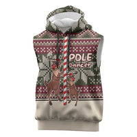 Funny Pole Dancer Reindeer Christmas Sleeveless Hoodie Xmas Holiday Patterns - Wonder Print Shop