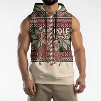 Funny Pole Dancer Reindeer Christmas Sleeveless Hoodie Xmas Holiday Patterns - Wonder Print Shop