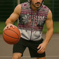 Funny Pole Dancer Reindeer Christmas Sleeveless Zip Hoodie Xmas Holiday Patterns - Wonder Print Shop