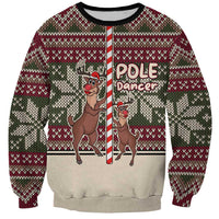Funny Pole Dancer Reindeer Christmas Sweatshirt Xmas Holiday Patterns - Wonder Print Shop