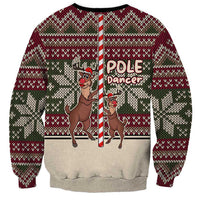Funny Pole Dancer Reindeer Christmas Sweatshirt Xmas Holiday Patterns - Wonder Print Shop