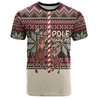 Funny Pole Dancer Reindeer Christmas T Shirt Xmas Holiday Patterns - Wonder Print Shop