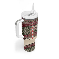 Funny Pole Dancer Reindeer Christmas Tumbler With Handle Xmas Holiday Patterns - Wonder Print Shop