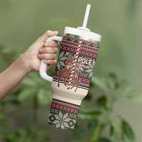 Funny Pole Dancer Reindeer Christmas Tumbler With Handle Xmas Holiday Patterns - Wonder Print Shop