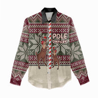 Funny Pole Dancer Reindeer Christmas Women Casual Shirt Xmas Holiday Patterns - Wonder Print Shop