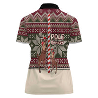 Funny Pole Dancer Reindeer Christmas Women Polo Shirt Xmas Holiday Patterns - Wonder Print Shop
