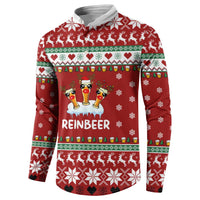 Funny Reindeer Reinbeer Christmas Button Sweatshirt Xmas Holiday Patterns - Wonder Print Shop