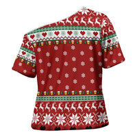 Funny Reindeer Reinbeer Christmas Cross Shoulder Shirt Xmas Holiday Patterns - Wonder Print Shop