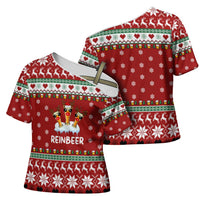 Funny Reindeer Reinbeer Christmas Cross Shoulder Shirt Xmas Holiday Patterns - Wonder Print Shop