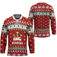 Funny Reindeer Reinbeer Christmas Hockey Jersey Xmas Holiday Patterns - Wonder Print Shop