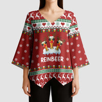 Funny Reindeer Reinbeer Christmas Kimono Sleeve Blouse Xmas Holiday Patterns - Wonder Print Shop