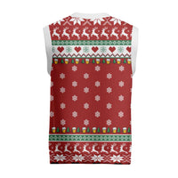 Funny Reindeer Reinbeer Christmas Knitted V-Neck Vest Xmas Holiday Patterns - Wonder Print Shop