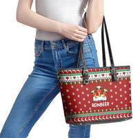 Funny Reindeer Reinbeer Christmas Leather Tote Bag Xmas Holiday Patterns - Wonder Print Shop