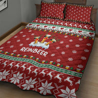 Funny Reindeer Reinbeer Christmas Quilt Bed Set Xmas Holiday Patterns - Wonder Print Shop