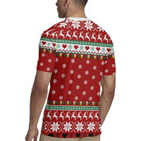 Funny Reindeer Reinbeer Christmas Rugby Jersey Xmas Holiday Patterns - Wonder Print Shop