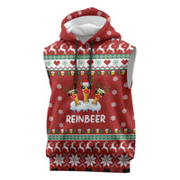 Funny Reindeer Reinbeer Christmas Sleeveless Hoodie Xmas Holiday Patterns - Wonder Print Shop