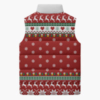 Funny Reindeer Reinbeer Christmas Sleeveless Puffer Jacket Xmas Holiday Patterns - Wonder Print Shop
