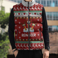Funny Reindeer Reinbeer Christmas Sleeveless Puffer Jacket Xmas Holiday Patterns - Wonder Print Shop