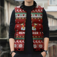 Funny Reindeer Reinbeer Christmas Sleeveless Puffer Jacket Xmas Holiday Patterns - Wonder Print Shop