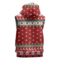 Funny Reindeer Reinbeer Christmas Sleeveless Zip Hoodie Xmas Holiday Patterns - Wonder Print Shop