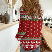 Funny Reindeer Reinbeer Christmas Women Casual Shirt Xmas Holiday Patterns - Wonder Print Shop