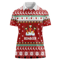 Funny Reindeer Reinbeer Christmas Women Polo Shirt Xmas Holiday Patterns - Wonder Print Shop