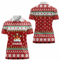 Funny Reindeer Reinbeer Christmas Women Polo Shirt Xmas Holiday Patterns - Wonder Print Shop