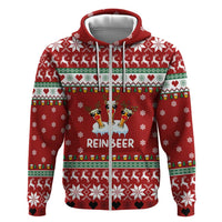 Funny Reindeer Reinbeer Christmas Zip Hoodie Xmas Holiday Patterns - Wonder Print Shop