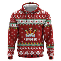 Funny Reindeer Reinbeer Christmas Zip Hoodie Xmas Holiday Patterns - Wonder Print Shop
