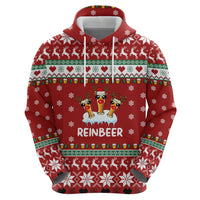 Funny Reindeer Reinbeer Christmas Zip Hoodie Xmas Holiday Patterns - Wonder Print Shop