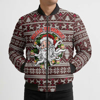 Funny Santa Claus Release The Kringle Christmas Bomber Puffer Jacket Xmas Holiday Patterns - Wonder Print Shop