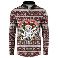 Funny Santa Claus Release The Kringle Christmas Button Sweatshirt Xmas Holiday Patterns - Wonder Print Shop