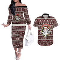 Funny Santa Claus Release The Kringle Christmas Couples Matching Off The Shoulder Long Sleeve Dress and Hawaiian Shirt Xmas Holiday Patterns - Wonder Print Shop